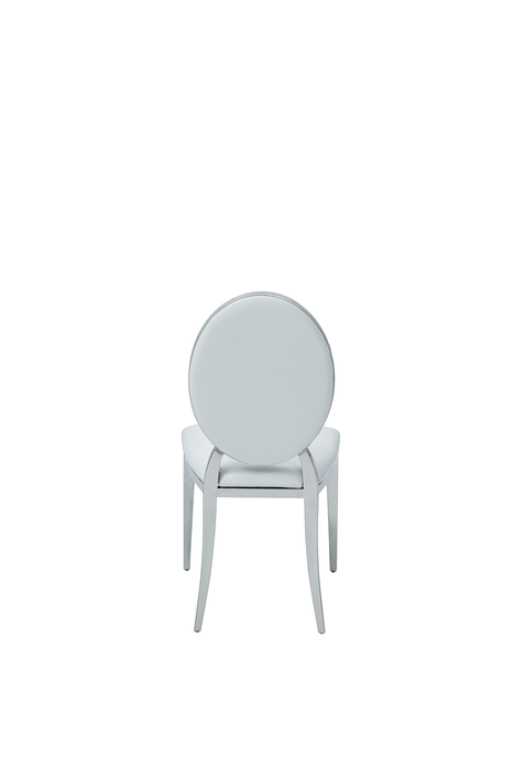110 Marble Dining Table with 110 White Chairs
