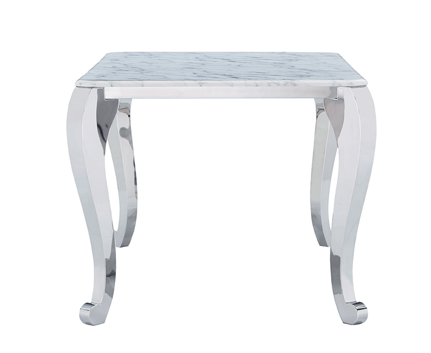 110 Marble Dining Table with 110 White Chairs