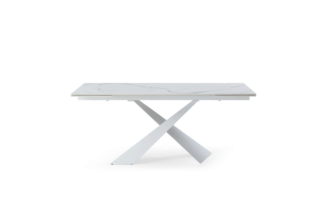 9113 White 63" Dining Table w/ext