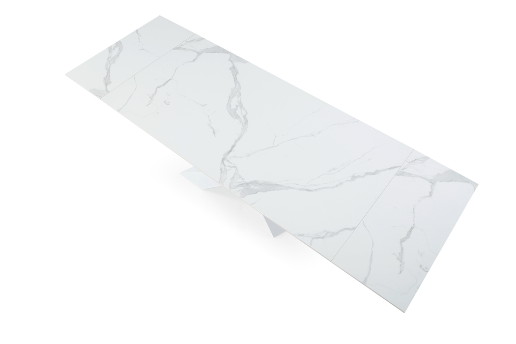 9113 White 63" Dining Table w/ext