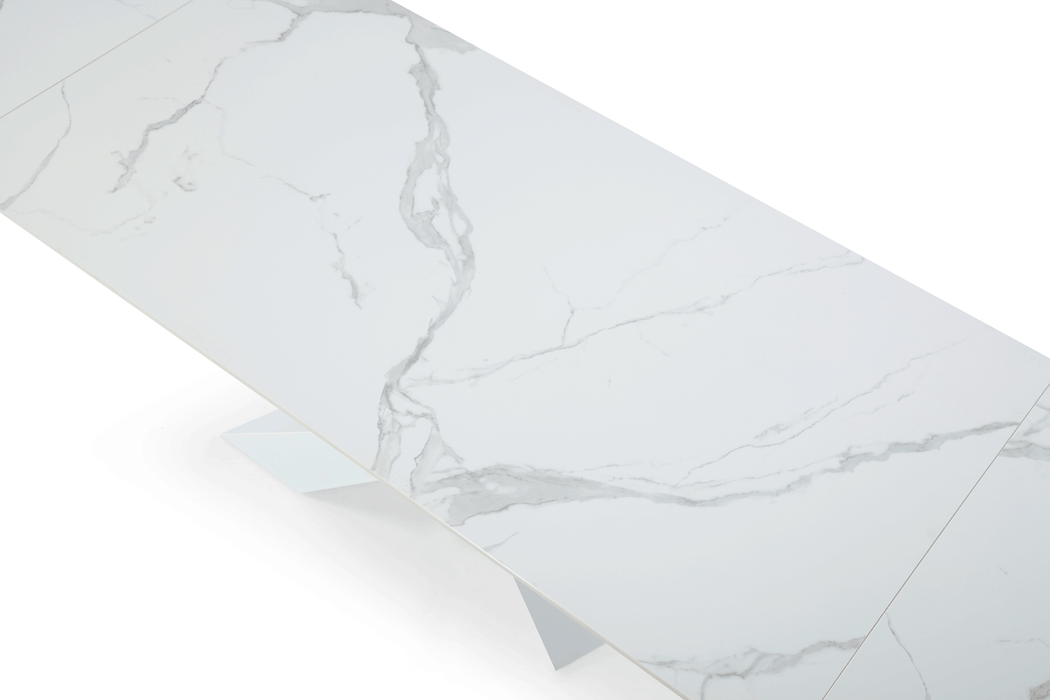 9113 White 63" Dining Table w/ext