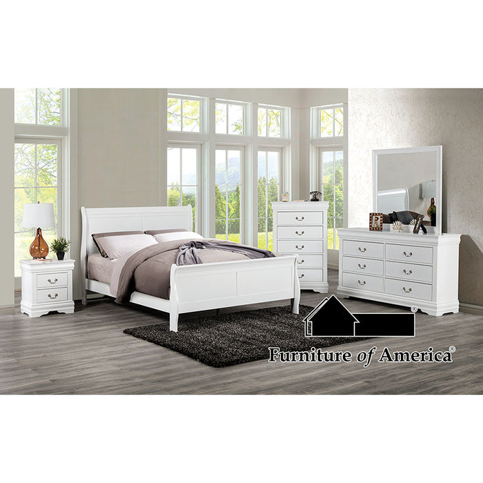 Louis Philippe Bed - Queen / White