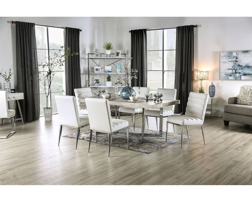 Sindy 7 PC. Dining Table Set - Light Gray/Chrome