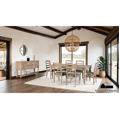 Juego de comedor Chesapeake de 7 piezas - lavado claro blanco