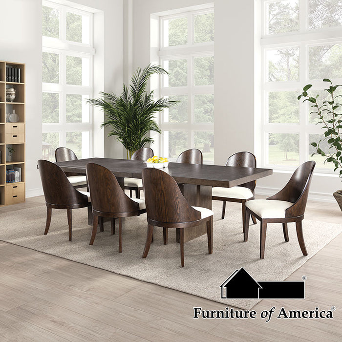 Morden 9 PC. Dining Table Set - Dark Walnut