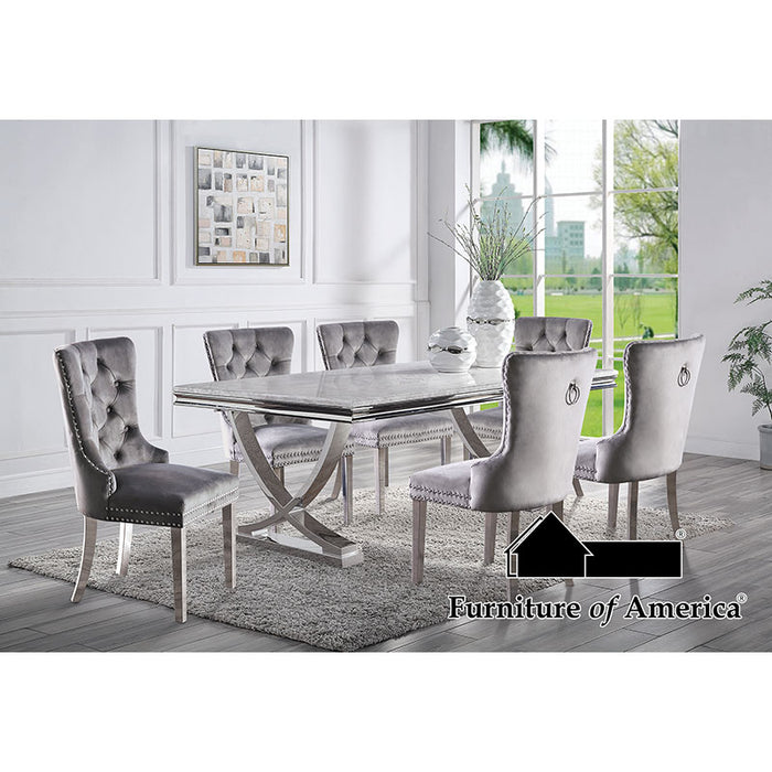 Wadenswil 7 PC. Dining Table Set W/ Ac261gy - Chrome