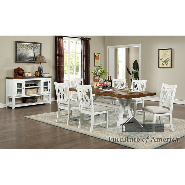 Auletta 7 PC. Dining Table Set - Distressed White/Distressed Dark Oak