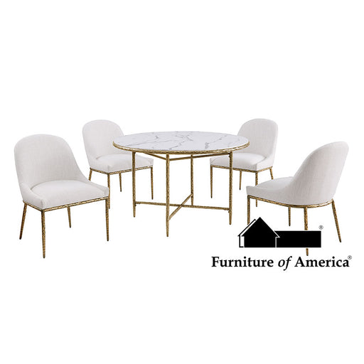 Balvi 5 PC. Round Dining Table Set - Matte Gold / 5 PC. Round Dining Table Set (FM37012GD-RT-5PC15GD)