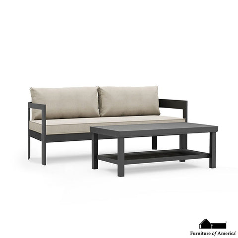 Lotus Sofa & Coffee Table Set - Black/Light Brown