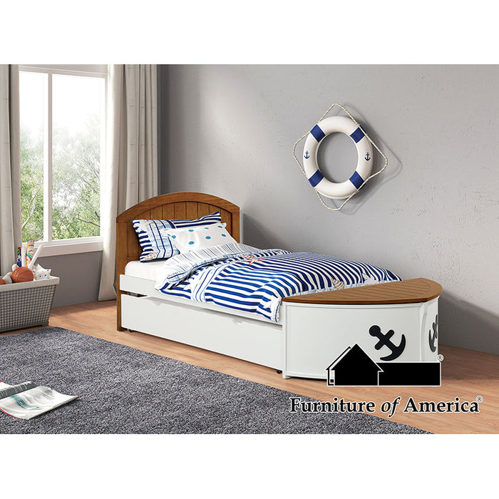 Poseidon Captain Bed - White/Oak - Twin / Twin Captain Bed (FM7629AK-T-BED)