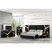 Goldsberg Panel Bed W/ Wall Extended Panel - Black/Gold - Queen