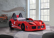 Trackster Race Car Bed W/ 5" Mattress - Red