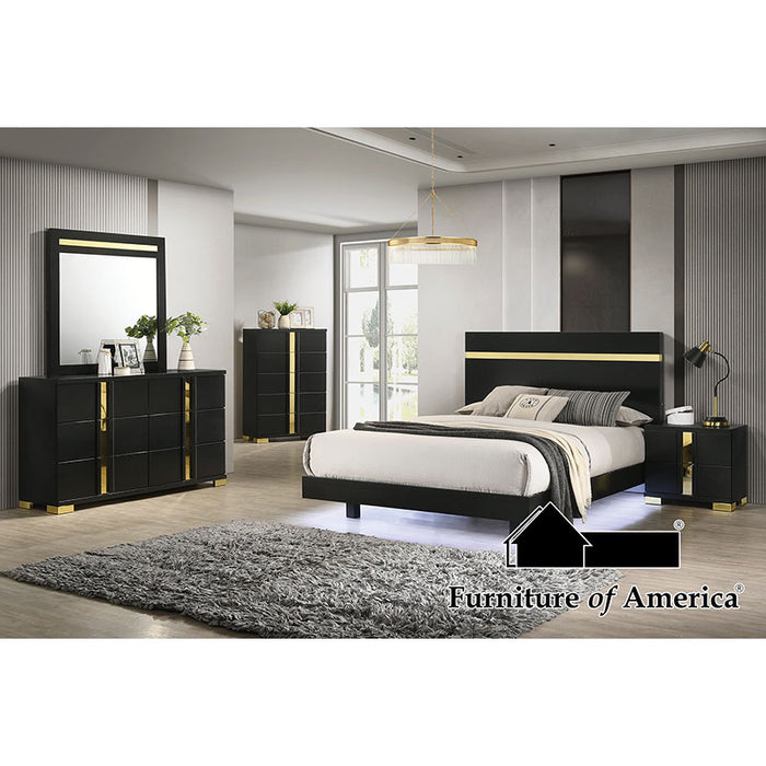 Lillestrom Bed - King / Black/Gold