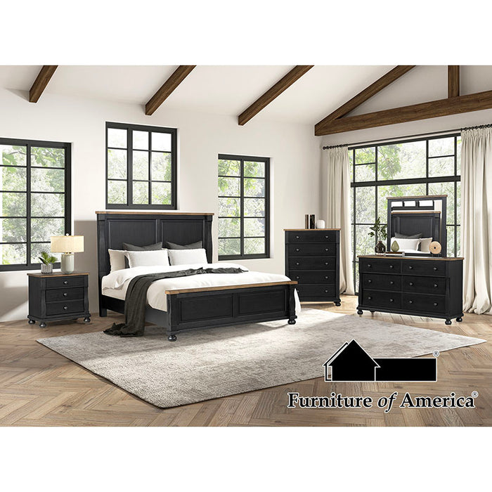 Neue Mills 5 PC. Bedroom Set W/ 2NS - Farmhouse Black/Rustic Oak - Queen / 5 PC. Queen Bedroom Set W/ 2NS (FM79009BK-Q-5PC-2N2)