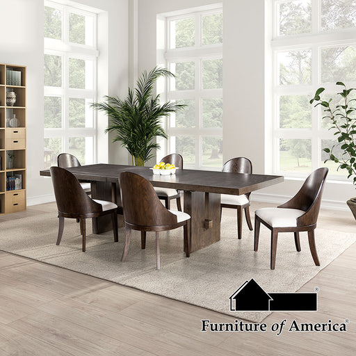 Morden 7 PC. Dining Table Set - Dark Walnut