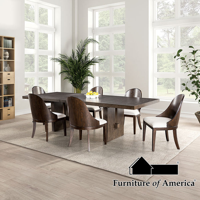 Morden 7 PC. Dining Table Set - Dark Walnut