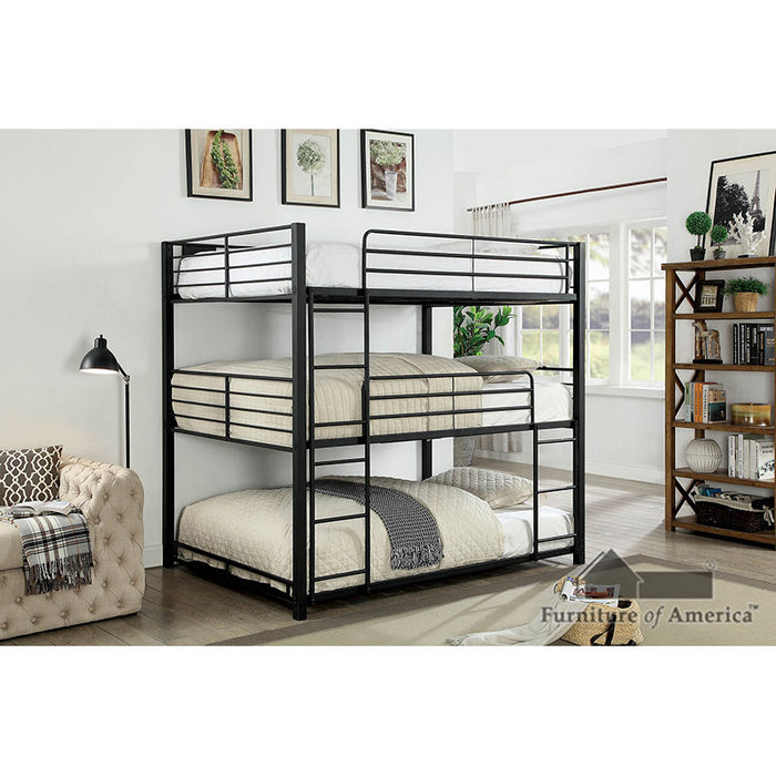 Olga I Metal Triple Decker Bed - Sand Black - Full