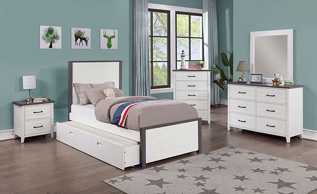 Priam Bed - White/Gray - Full