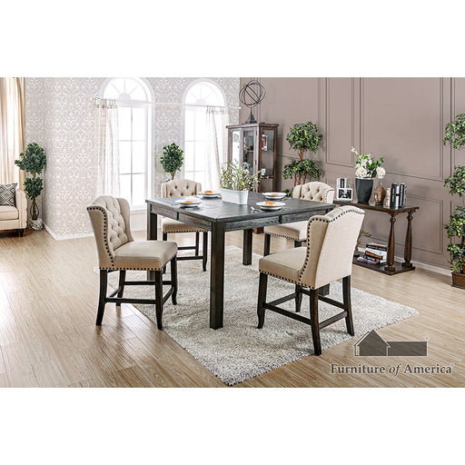 Sania III Table + 6 Counter HT. Chairs - Antique Black