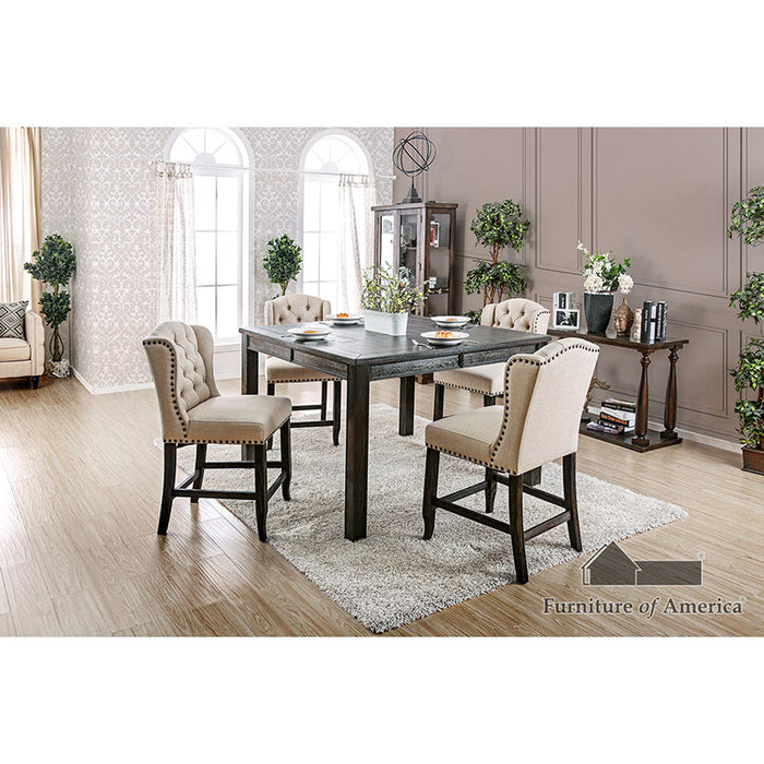 Sania III Table + 6 Counter HT. Chairs - Antique Black