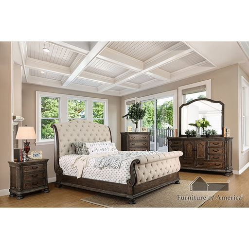 Lysandra Bed + 2NS + Dresser + Mirror - Rustic Natural