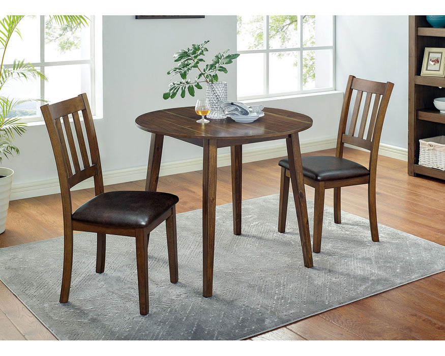 Blackwood 3PK Round Dining Table Set - Walnut/Dark Brown