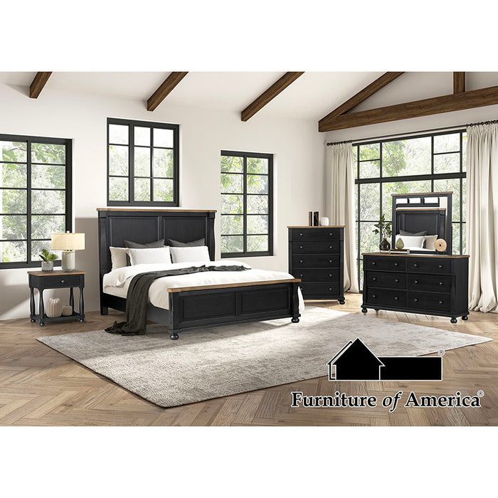Neue Mills Bed - Farmhouse Black/Rustic Oak - Queen