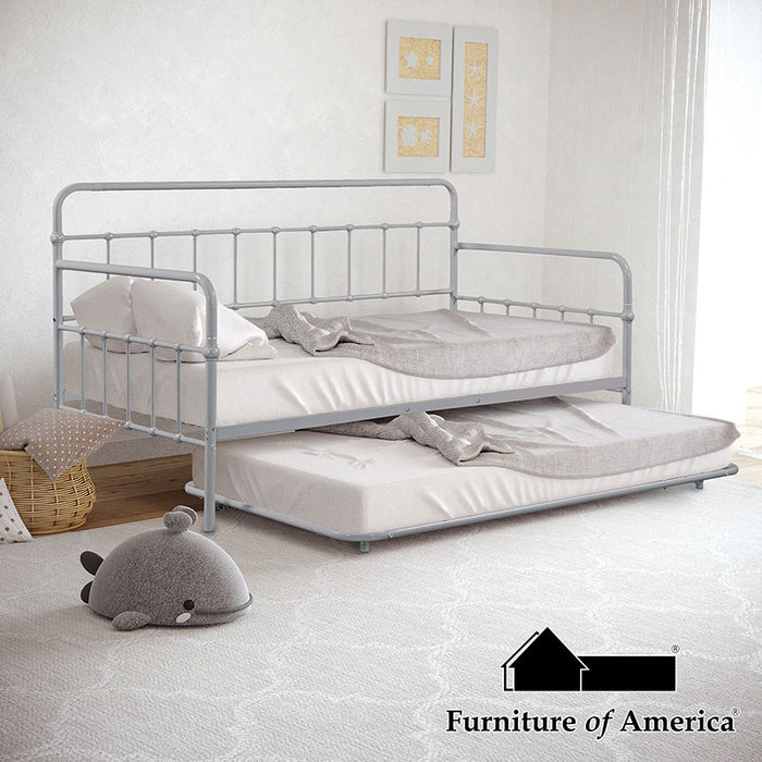 Thera K/D Metal Daybed W/ Trundle - Silver