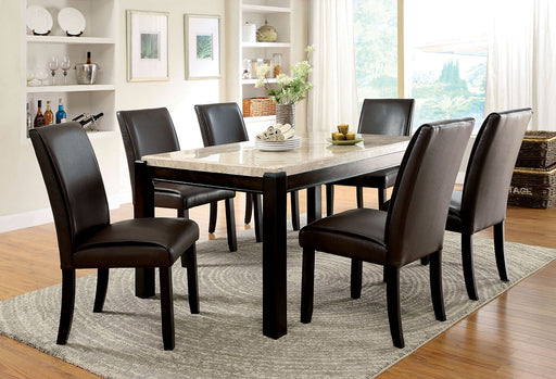 Gladstone I Dining Table W/ China Marble Table Top - Dark Walnut/Ivory