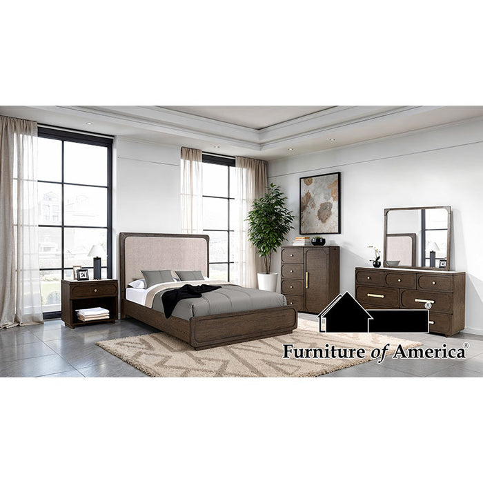 Vellara Uph Panel Bed - Dark Walnut
