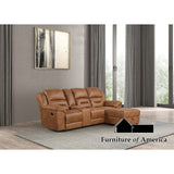 Septimus Laf Loveseat With Console - Saddle Brown
