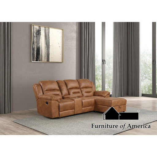 Septimus Laf Loveseat With Console - Saddle Brown