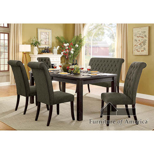 Sania III Table + 4 Side Chairs + Bench - Antique Black
