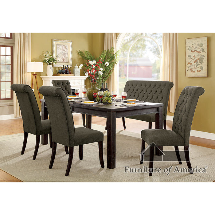 Sania III Table + 4 Side Chairs + Bench - Antique Black