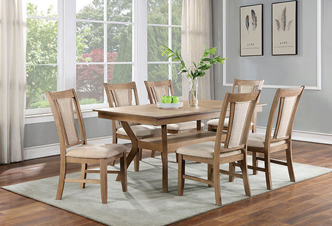 Juego de comedor Upminster de 7 piezas - tono natural/beige