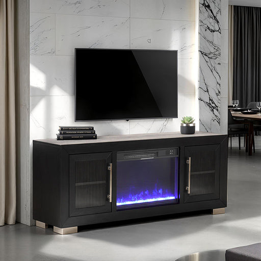 Ashbourne 60" Tv Stand With Fire Place - Black