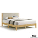 Bed Cord Boucle White Bed Natural Wood