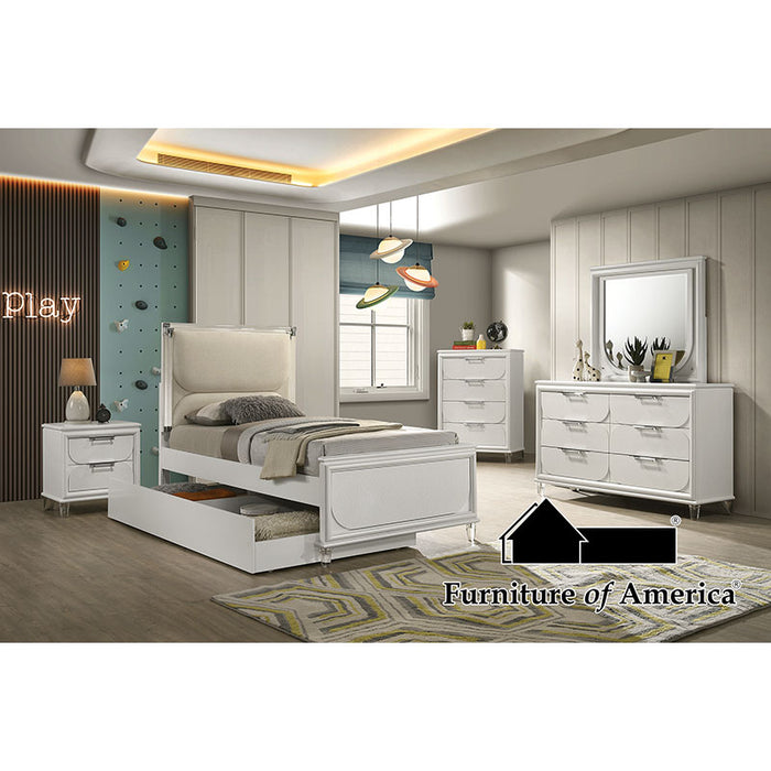 Lareina Bed W/ Trundle - Pearl White - Twin