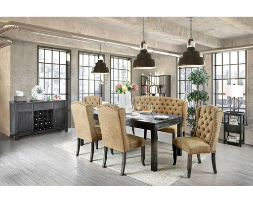 Sania III Table + 6 Side Chairs - Antique Black