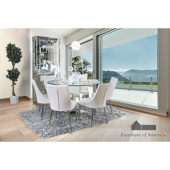 Izzy Table + 4 Chairs - Chrome - Table + 4 Chairs (CM3384RT-5PC-WH)