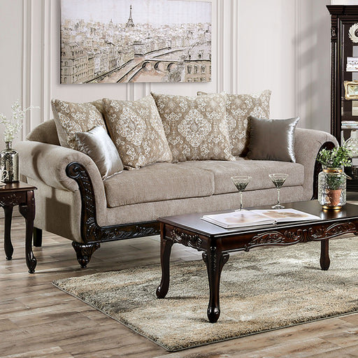 Panozzo Sofa - Beige/Walnut