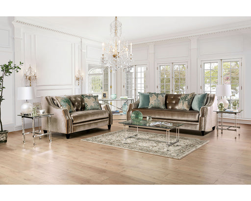 Elicia Sofa + Loveseat - Champagne/Turquoise