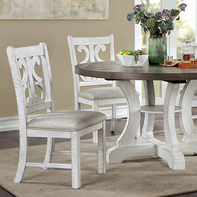 Auletta Round Dining Table - Distressed White/Gray