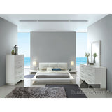 Christie Bed + 2NS + Dresser + Mirror - White