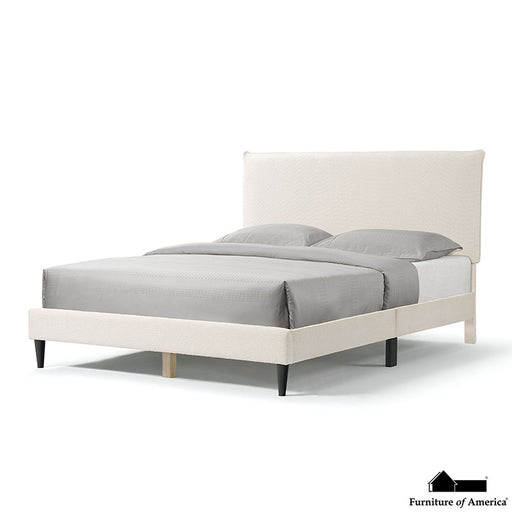 Bed Boucle Bed Frame With Pillow Headboard White