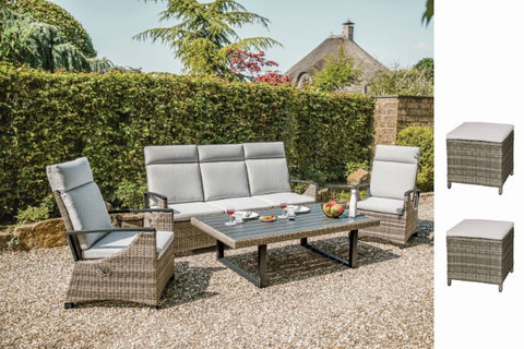 Antigua 6 PC. Patio Set W/ 2 Ottomans - Gun Metal/Brown/Gray