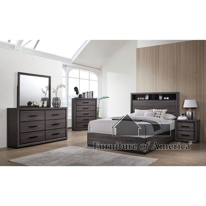 Conwy Bed + 2NS + Dresser + Mirror - Gray
