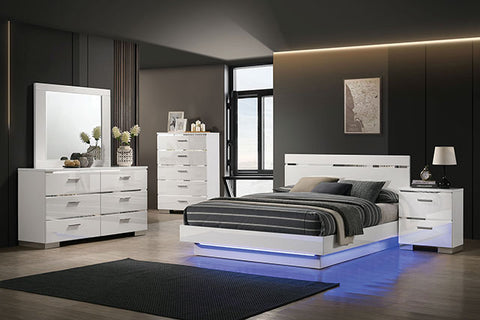 Erlach 5 PC. Bedroom Set W/ 2NS - White/Chrome