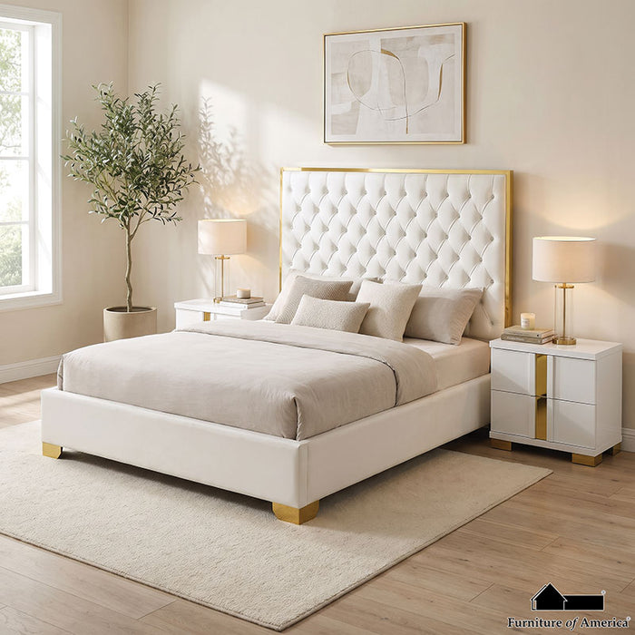 Vastano Bed - Gold/White / Queen Bed