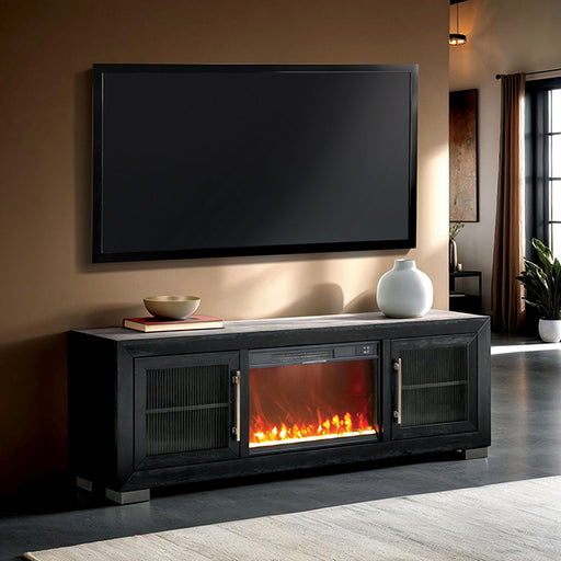 Ashbourne 72" Tv Stand With Fire Place - Black